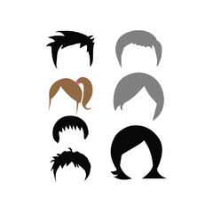 Hair style icon design inspiration  template on white background. Ponytail silhouette. Shape of hair. Hair style cartoon