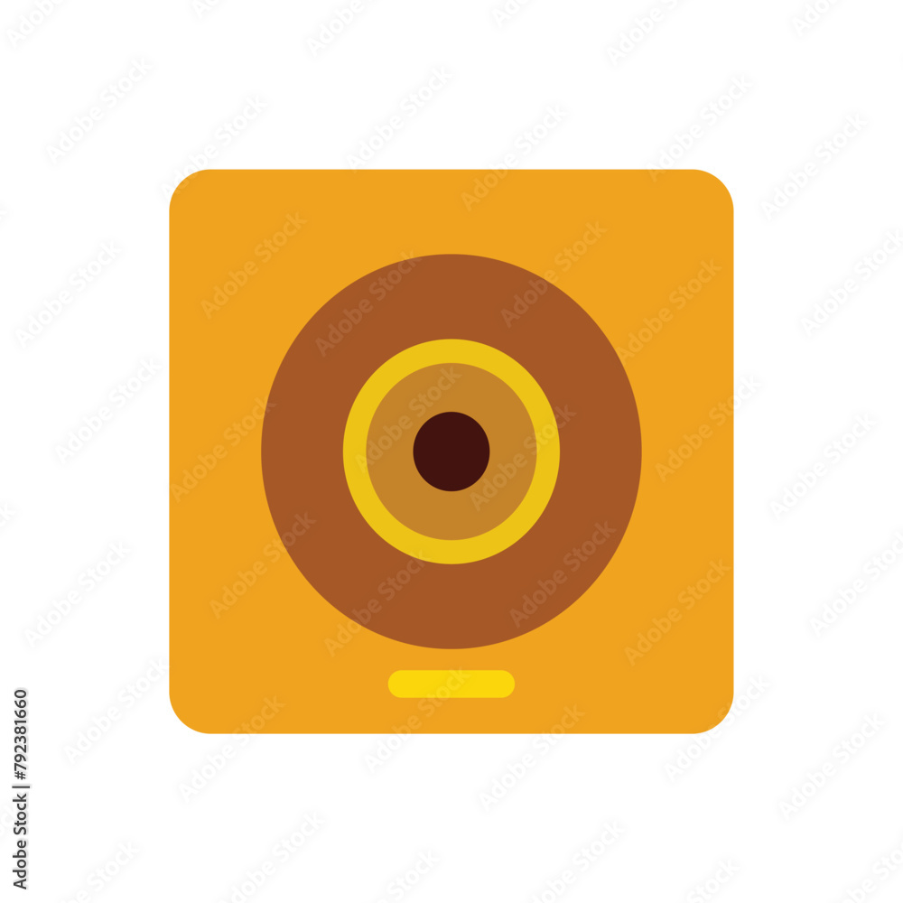 Poster camera symbol on blue background. flat design style icon. graphic element design resources. camera f