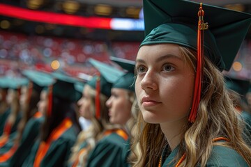 A graduate's view from the stage, looking out over classmates and a future horizon