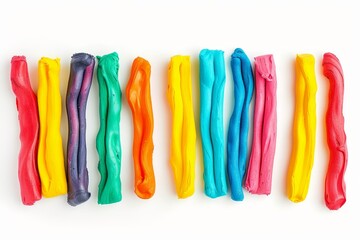 Fototapeta premium Long plasticine stripes isolated on white background with clipping path