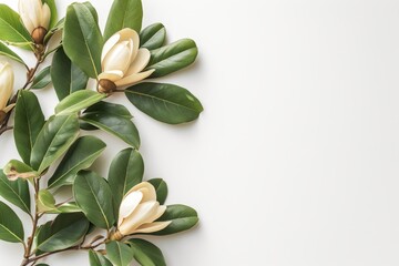 Magnolia plant on white background with room