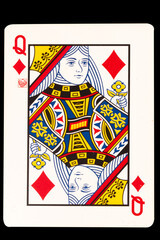 card gambling Q queen diamond isolated on white background