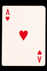 card gambling A one heart isolated on white background