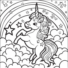unicorn coloring page for kids
