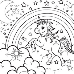 unicorn coloring page for kids  © MDMASUD