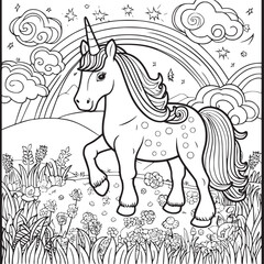 Fototapeta na wymiar unicorn coloring page for kids 