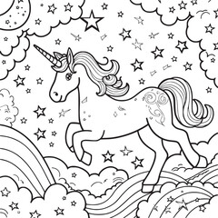 unicorn coloring page for kids
