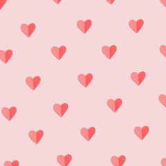 Pink hearts on pastel colored background