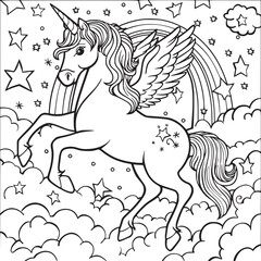 unicorn coloring page for kids
