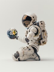 Astronaut holding earth in hand