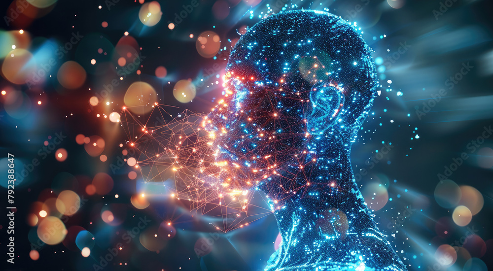 Aufkleber the abstract holographic technology body with heart. generative ai.