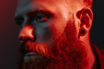Red beard styling and cutting Trendy advertising and barber shop concept shown in close up photo