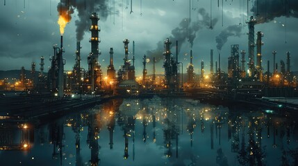 Fototapeta premium Technologies, oil refinery. Generative AI.