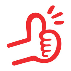 シンプルでかわいいグーサインアイコン（赤）_Simple and cute goo sign icon (red)