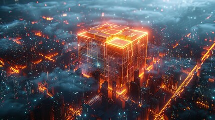 City Glow: Abstract Cubic Urbanism in Digital Twin
