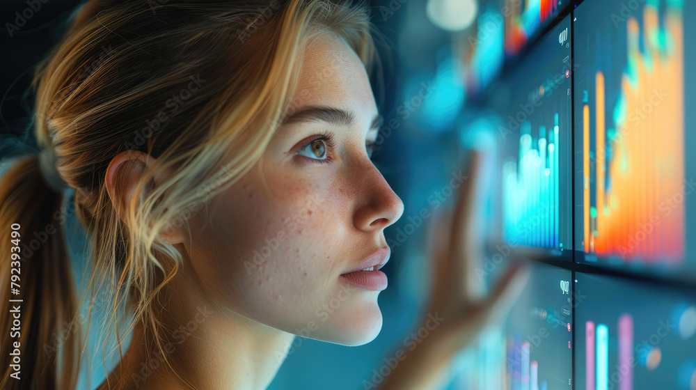 Poster Developer women uncover actionable insights with business intelligence-driven testing solutions. Transform data into informed decision-making. Generative AI.