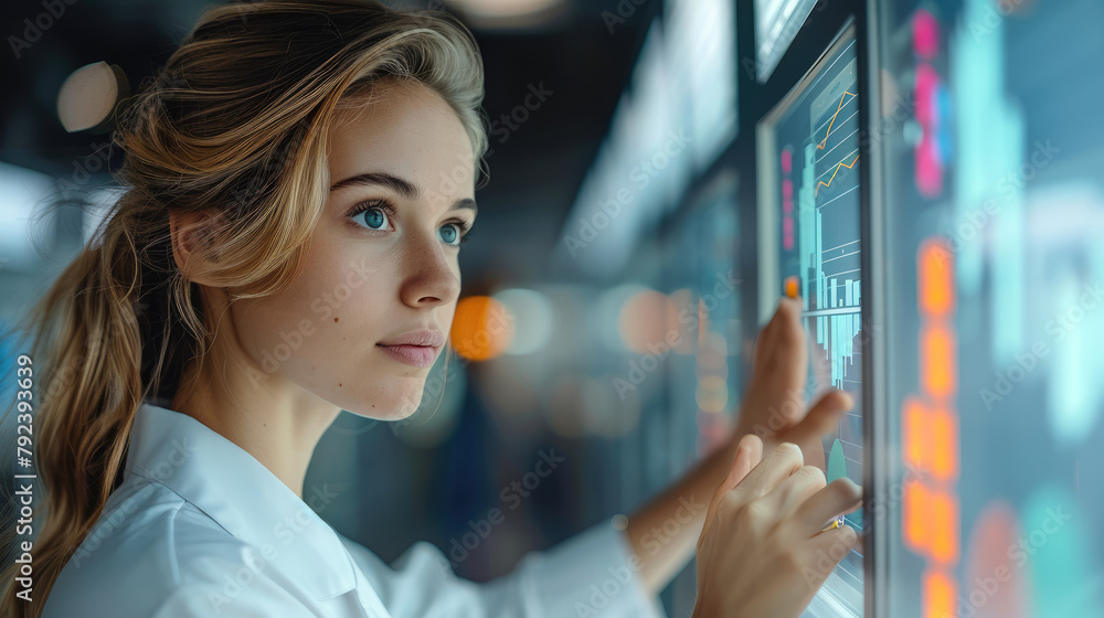 Poster Developer women uncover actionable insights with business intelligence-driven testing solutions. Transform data into informed decision-making. Generative AI.