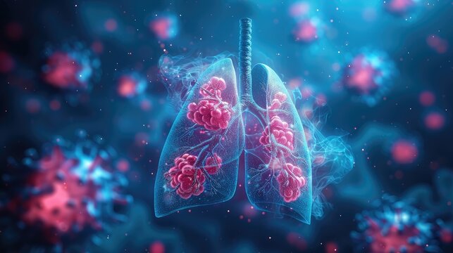 diseases of the lungs in the picture lung cancer concept illustration