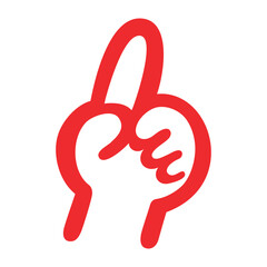 シンプルでかわいい指差しサインアイコン（赤）_Simple and cute pointing sign icon (red)