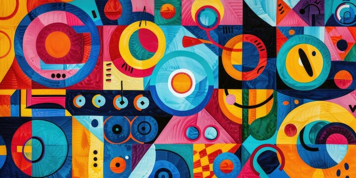a whimsical stock illustration of an abstract geometric pattern background, with playful shapes and cheerful colors that evoke a sense of childlike wonder and imagination,
background of numbers