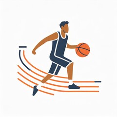 Fototapeta premium basketball player with ball. Basketball player. Silhouette, icon. Fitness icon of a person exercising