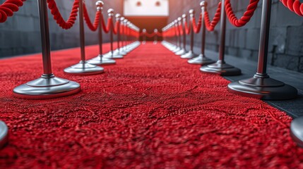 Red carpet and rope barriers at the party