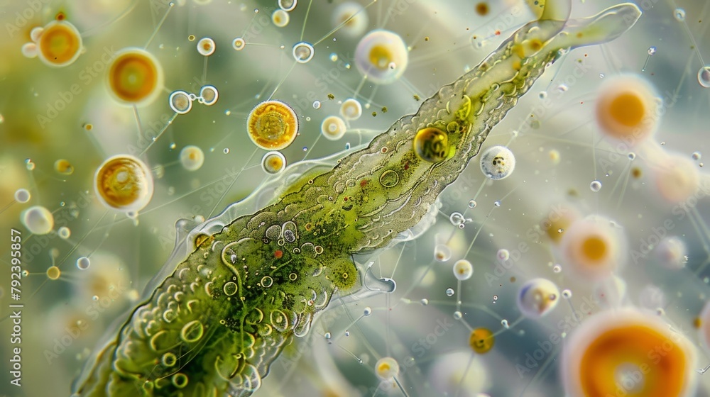 Aufkleber a single tiny zooplankton can be seen voraciously consuming algae under the microscope highlighting 
