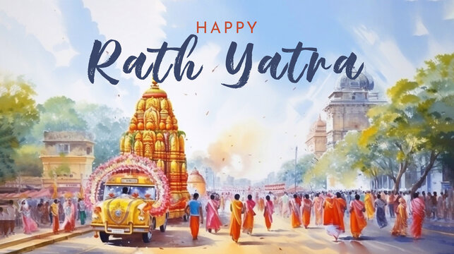 Happy Rath Yatra celebration for social media post design. Indian Holiday
