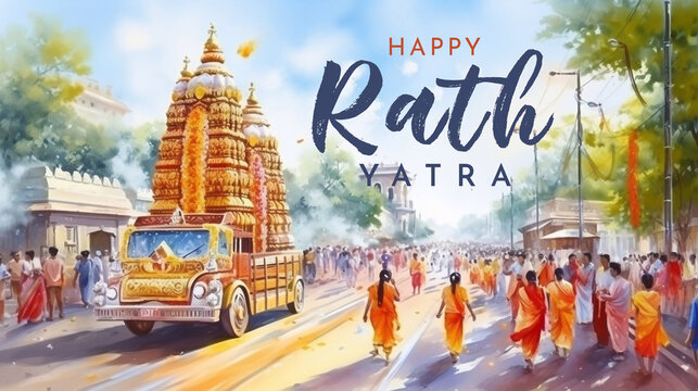 Happy Rath Yatra celebration for social media post design. Indian Holiday