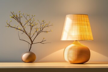 Modern zen style table lamp isolated with paths