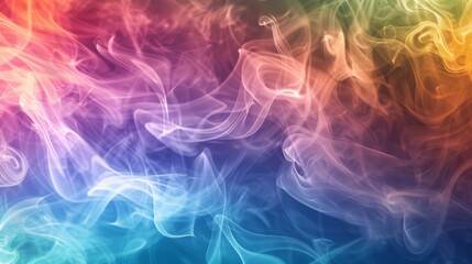 Abstract background of multicolored smoke blending harmoniously in the air, evoking a sense of wonder