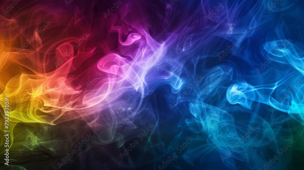 Aufkleber abstract background of swirling rainbow-colored smoke against a dark backdrop, creating a sense of m