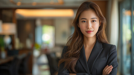 Obraz premium 腕組みをする女性社長