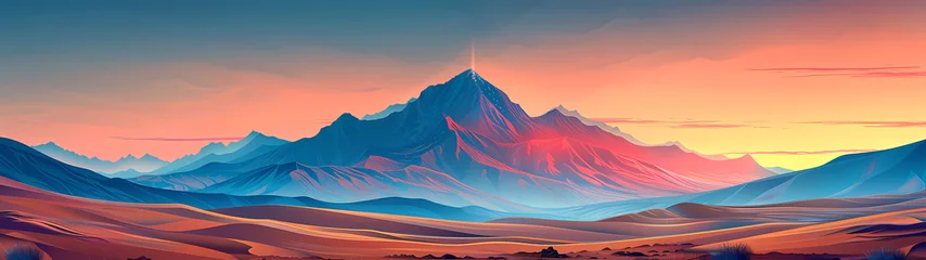 Foto auf Acrylglas Desert Dawn Majestic Mountain Landscape © NUTTAWAT