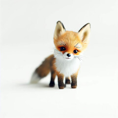 Little fox with beautiful color and white background.with Generative AI technology	

