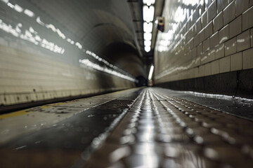 Obraz premium Interior perspective of a subway tunnel