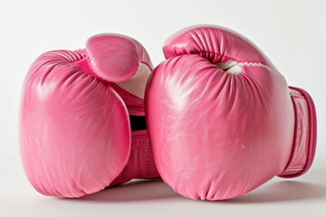 Pink boxing gloves in a close up on a white background - Powered by Adobe