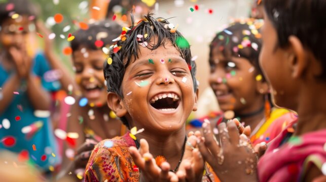 Children laughing and playing games during a fun-filled festival celebration