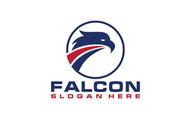 Falcon or eagle head logo design. Template for design mascot, label, badge, emblem or other branding.
