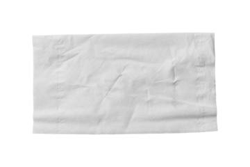 Blank white tissue paper isolated on transparent background. PNG file format