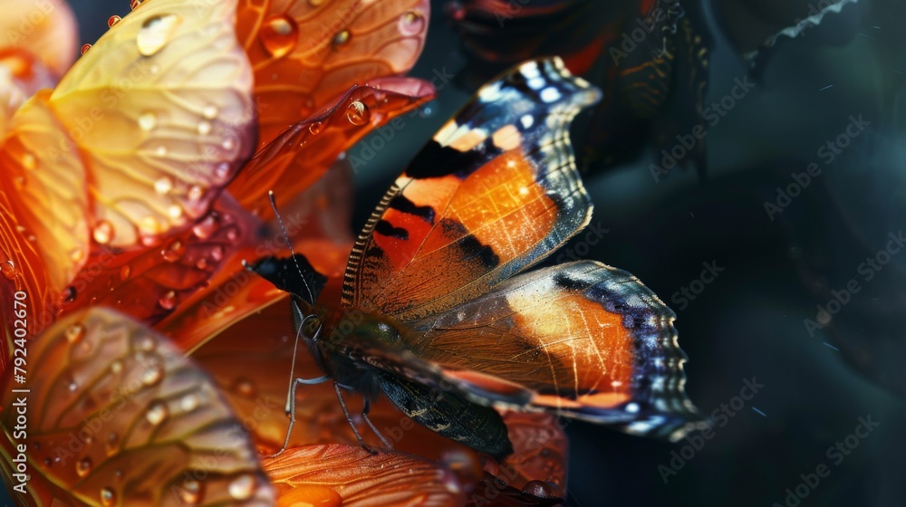 Aufkleber close-up of a delicate butterfly emerging from its chrysalis, symbolizing transformation and the bea