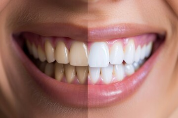 Fototapeta premium Porcelain veneers create a flawless and bright smile makeover
