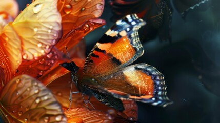 Close-up of a delicate butterfly emerging from its chrysalis, symbolizing transformation and the beauty of new beginnings. - obrazy, fototapety, plakaty