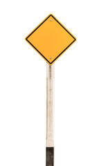 Blank yellow road sign or Empty traffic signs isolated on transparent background, PNG File.