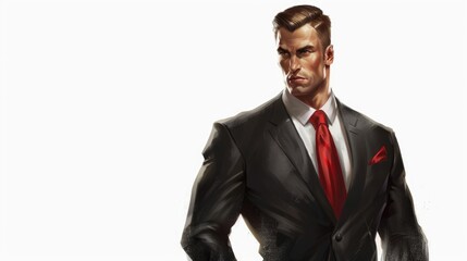 Man in suit and red tie