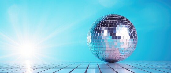 Fototapeta na wymiar Sparkling disco ball on tiled floor
