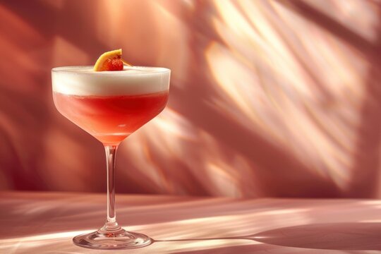 Indulge in the essence of summer with this captivating image of an alcoholic cocktail, perfectly presented against a clean, modern canvas.
