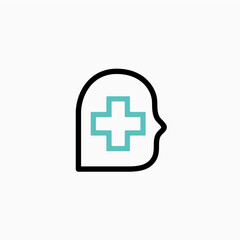 Mind Mental Health Healthy Human Head Medical Cross Logo Vector icon illustration