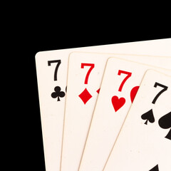 card gambling 7 seven four isolated on white background