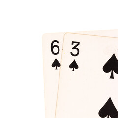 card gambling 9 baccarat 6 3 spade points isolated on white background